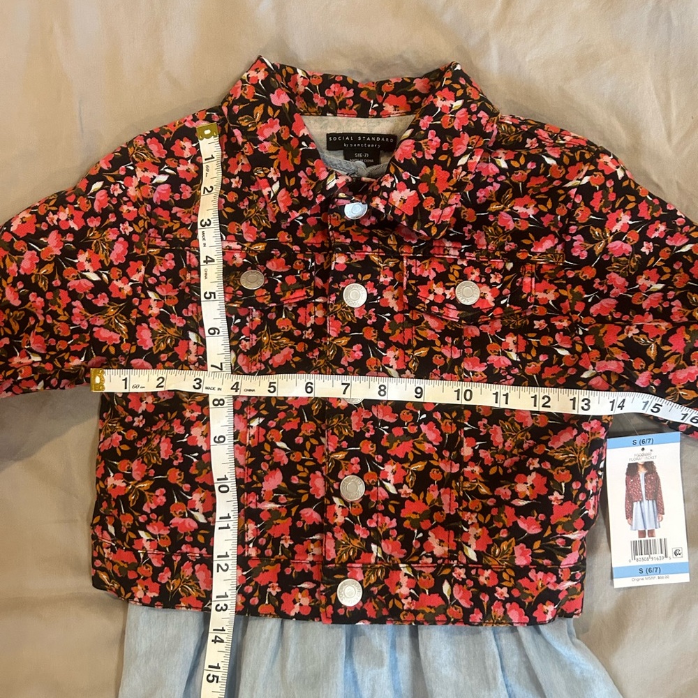 Social Standard by Sanctuary Girls Denim Dress With Floral Jacket NWT Small 6/7 - Picture 15 of 16